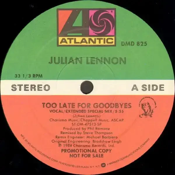 12″ Single Julian Lennon – Too Late For Goodbyes