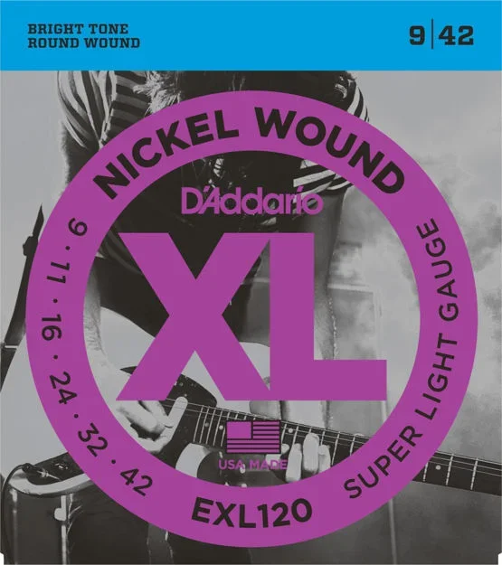 4Sound. D’Addario EXL120 Nickel Wound Electric Guitar Strings, Super-Light, 09-42