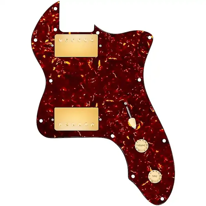 920D Custom 72 Thinline Tele Loaded Pickguard With Gold Roughneck Humbuckers and Aged White Knobs Tortoise Guitar Center