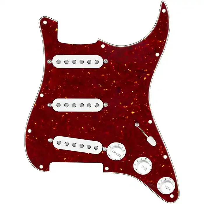 920D Custom Texas Growler Loaded Pickguard for Strat With White Pickups and S7W Wiring Harness Tortoise Guitar Center