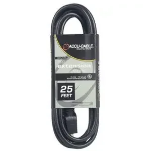 Accu-Cable EC123-25 12/3 Gauge Edison Extension Power Cable – 25 Feet