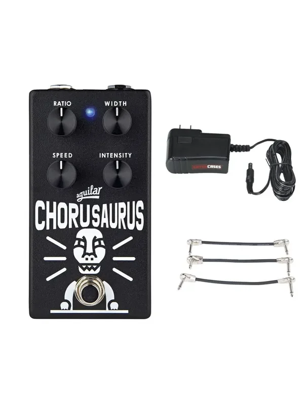 Aguilar Chorusaurus V2 Chorus Pedal + Gator 9V Power Combo & 3 Patch Cables