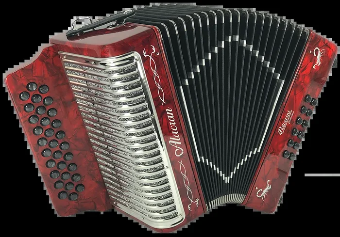 ALACRAN 3112 ACCORDION 31 BUTTON 12 BASS RED PEARL GCF/SOL W/CASE