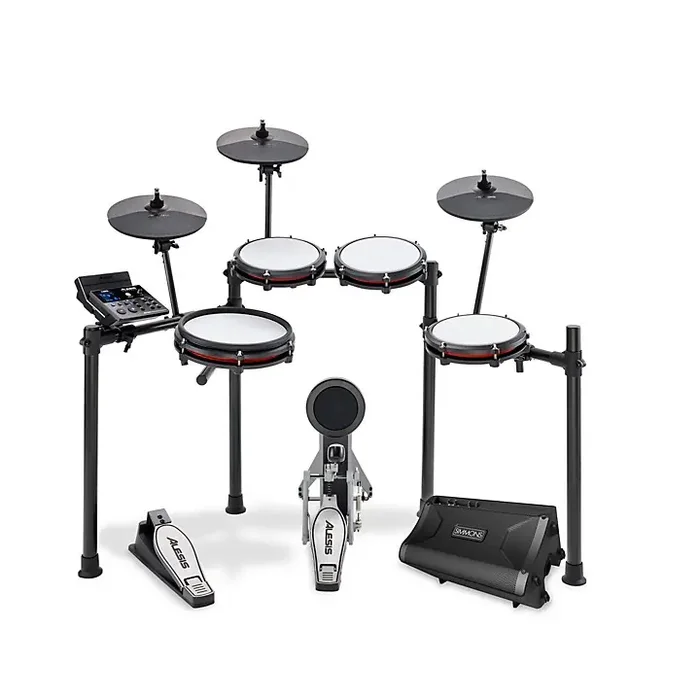 Alesis Nitro Max 8-Piece Electronic Drum Set With Bluetooth, BFD Sounds & DA2108 Drum Amp Black Guitar Center