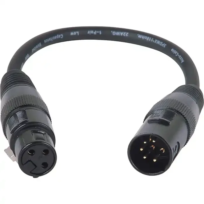 American DJ 5-Pin Male to 3-Pin Female XLR Turnaround DMX Cable Guitar Center