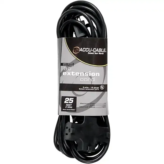American DJ EC163-3FER 16 Gauge 3-Way IEC Power Extension Cord 25 ft. Guitar Center