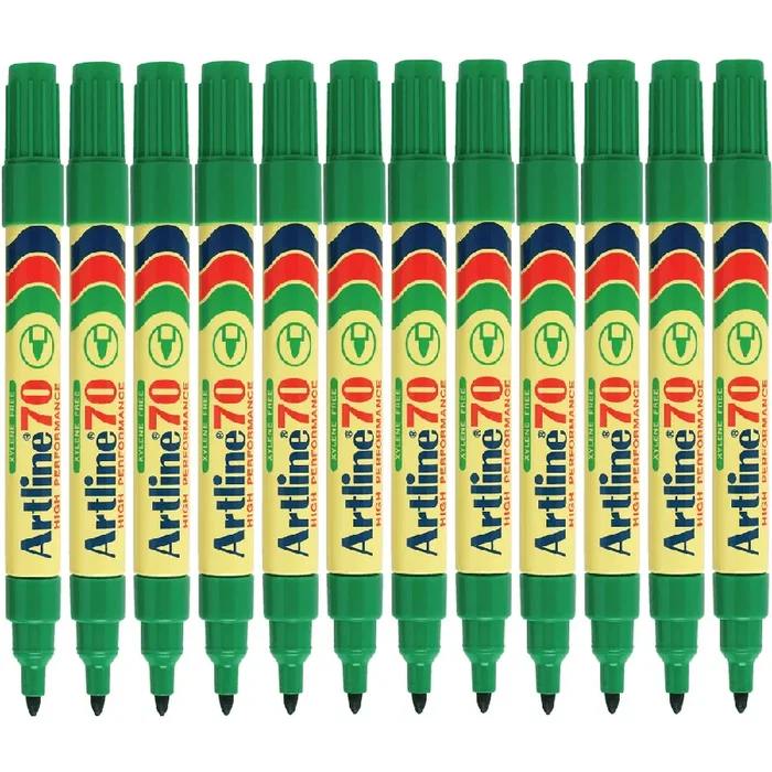 Artline 70 Pack 12 Permanent Marker 1.5mm Bullet (Green)