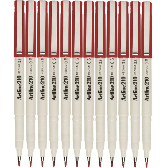 Artline Box 12 210 Fineline Pen 0.6mm (Dark Red)