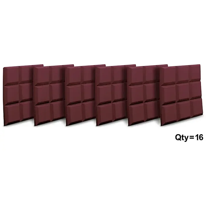 Auralex SonoFlat 2‘x2‘x2″ Grid Panels 16-Pack Burgundy Guitar Center