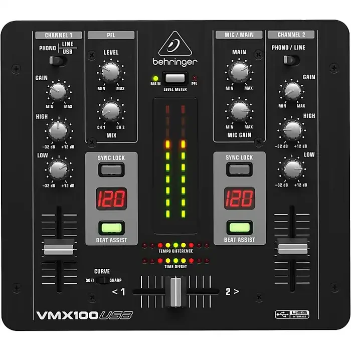 Behringer VMX100USB Professional 2-Channel DJ Mixer Guitar Center