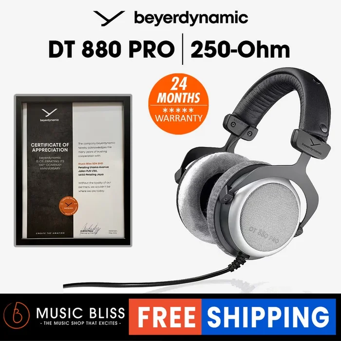 Beyerdynamic DT 880 PRO 250 Ohm Over-Ear Studio Headphone for mixing and mastering (DT-880 / DT880 / DT880PRO)
