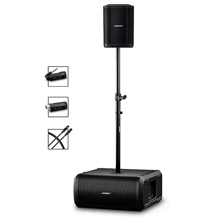 Bose S1 Pro+ Wireless PA Package With Sub1 Powered Bass Module, Instrument Transmitter, Mic/Line Transmitter, Subwoofer Pole and XLR Cable Guitar Center