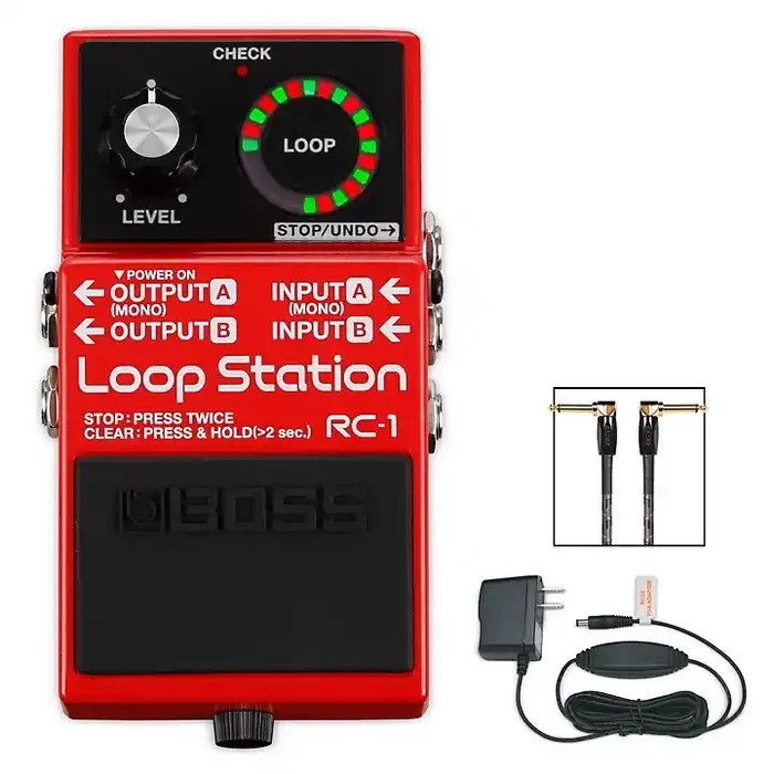 BOSS RC-1 Loop Station, PSA-120S2 AC Power Adapter and 3‘ Instrument Cable Bundle Guitar Center
