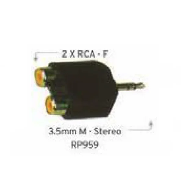 Carson RP959 3.5 stereo jack plug (M) to 2 x RCA (F)