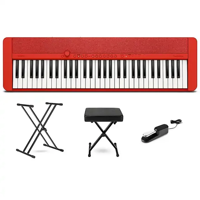Casio Casiotone CT-S1 61-Key Portable Keyboard Essentials Bundle Red Guitar Center