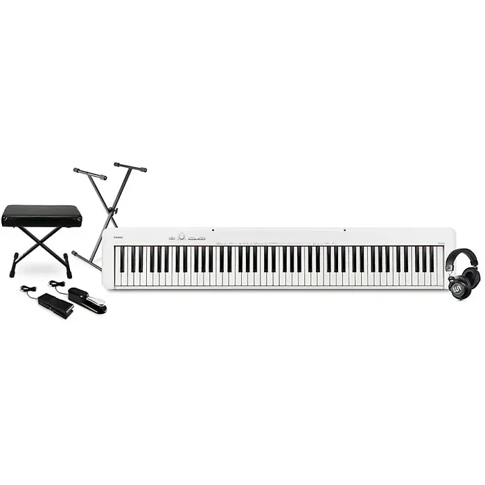 Casio CDP-S110 Compact Digital Piano with Warm Audio WA-CAB Headphone Package (Pedals/Bench/Stand Included) White Guitar Center