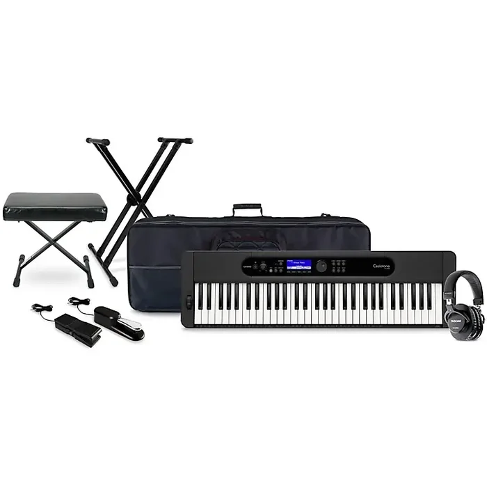 Casio CT-S400 61-key Ultra-Portable Arranger Keyboard with Tascam TH-200X Studio Headphone Package (Pedals/Bench/Stand/Bag Included) Guitar Center