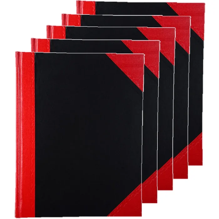 Cumberland Notebook Casebound Ruled 100 Leaf A5 (Black Red) [5 Pack]