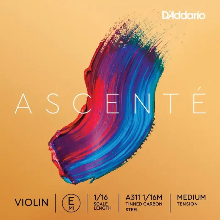 D‘Addario Ascenté Violin E String, 1/16 Scale, Medium Tension