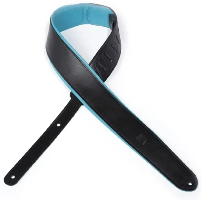D‘Addario Deluxe Leather Guitar Strap, Color Padded, Blue