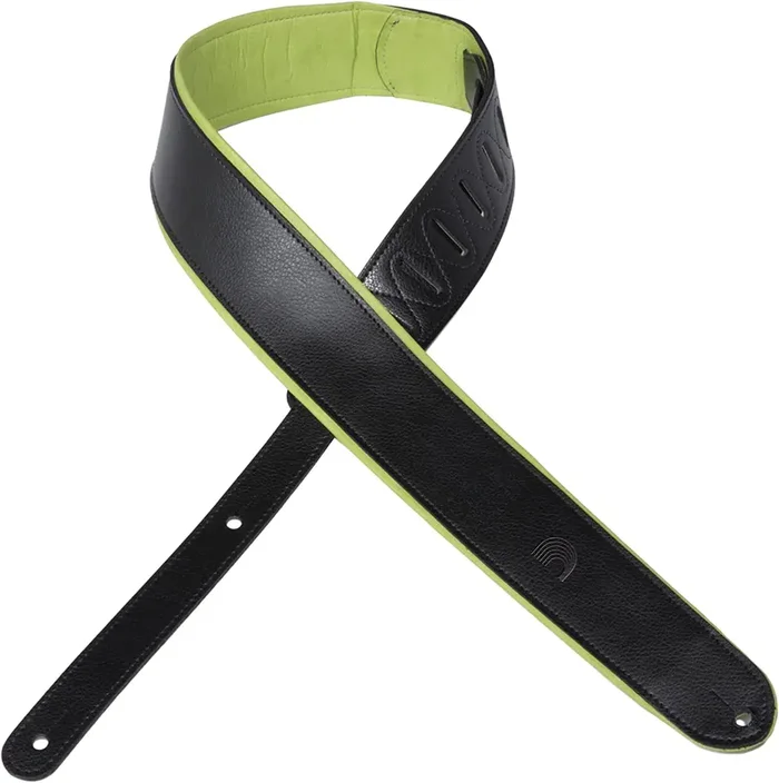 D‘Addario Deluxe Leather Guitar Strap, Color Padded, Green
