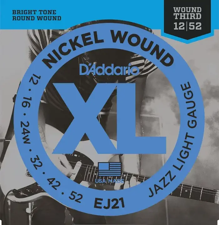 D‘Addario EJ21 Nickel Wound Electric Guitar Strings, Jazz Light, 12-52