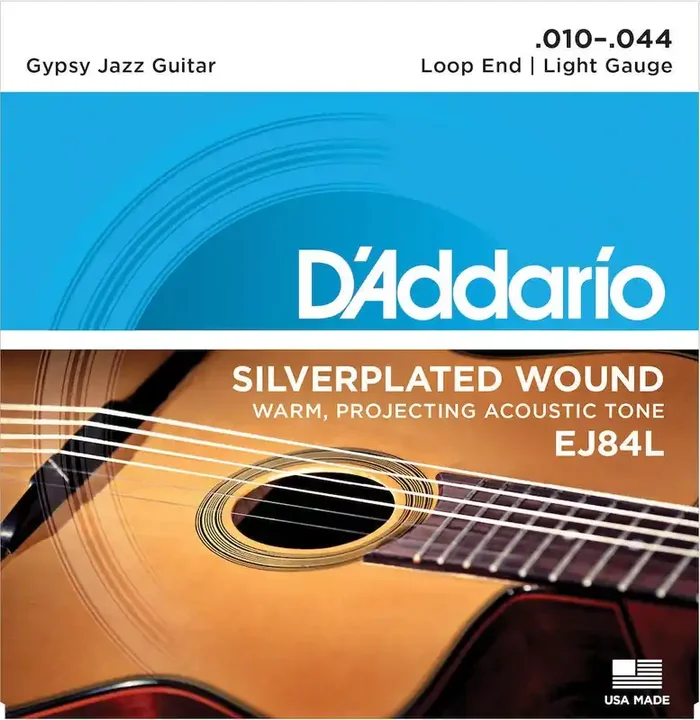 D‘Addario EJ84L Gypsy Jazz Acoustic Guitar Strings, Loop End, Light, 10-44
