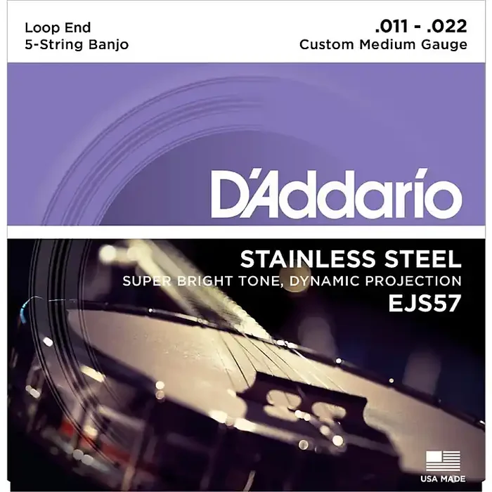D‘Addario EJS57 Stainless Steel Custom Medium 5-String Banjo Strings (11-22) Guitar Center