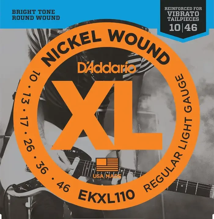 D‘Addario EKXL110 Nickel Wound Electric Guitar Strings, Regular Light, Reinforced, 10-46
