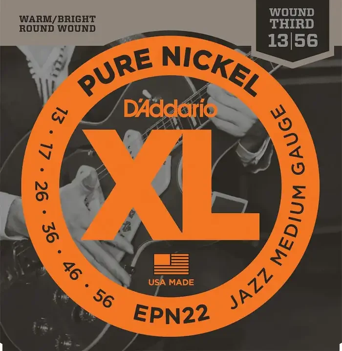 D‘Addario EPN22 Pure Nickel Electric Guitar Strings, Jazz Medium, 13-55