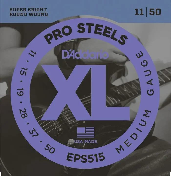 D‘Addario EPS515 ProSteels Electric Guitar Strings, Medium, 11-50