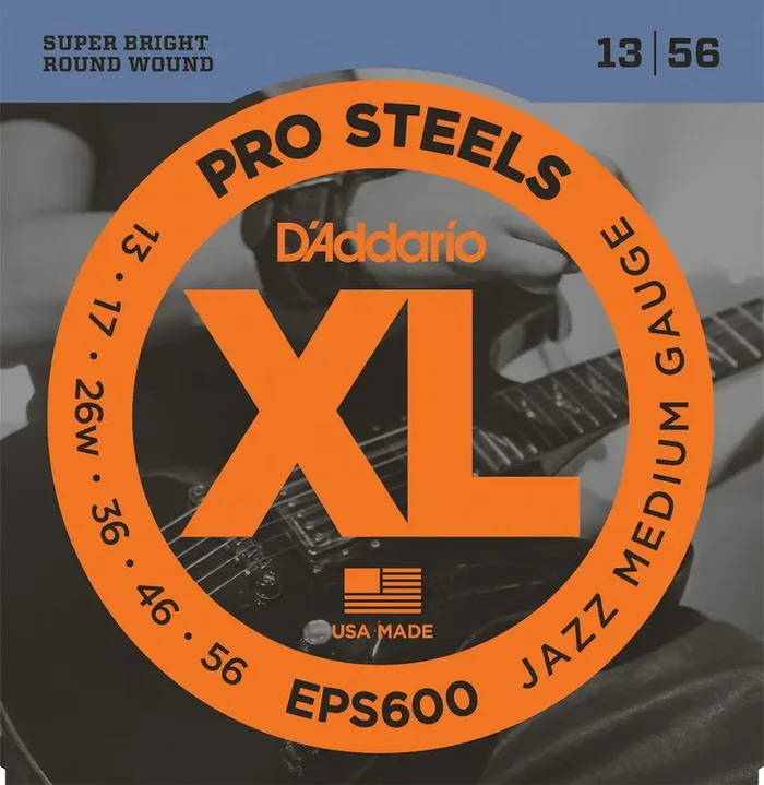 D‘Addario EPS600 ProSteels Electric Guitar Strings, Jazz Medium, 13-56