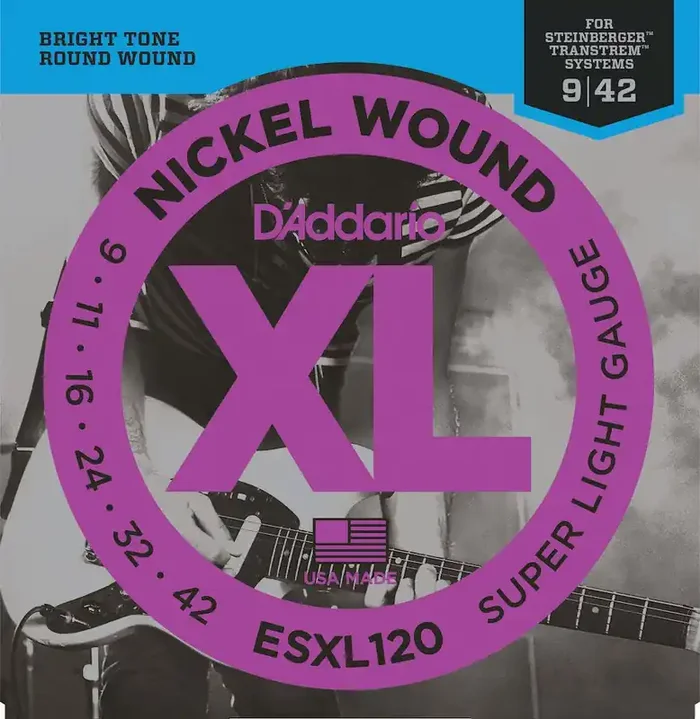 D‘Addario ESXL120 Nickel Wound Electric Guitar Strings, Super Light, Double Ball End, 09-42