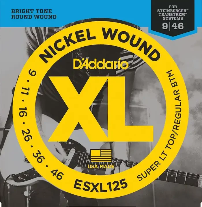 D‘Addario ESXL125 Nickel Wound Electric Guitar Strings, Super Light Top/ Regular Bottom, Double Ball End, 09-46
