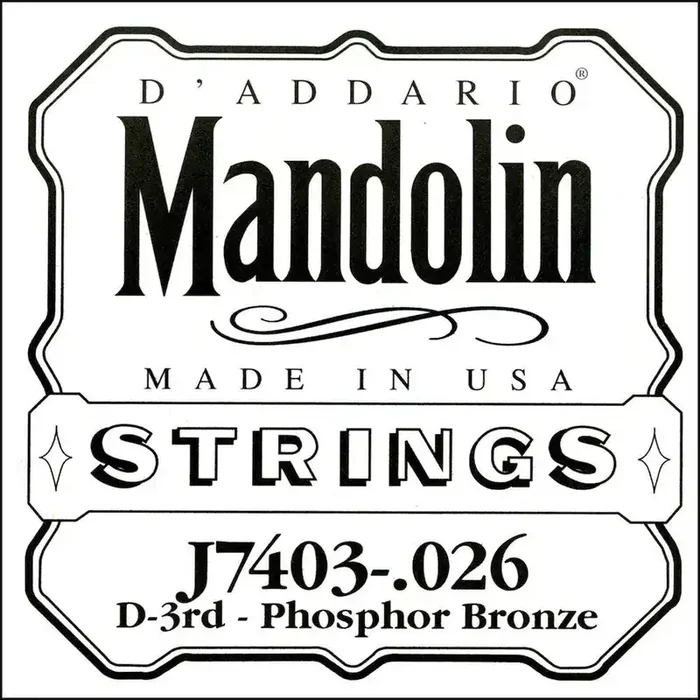 D‘Addario J7403 Phosphor Bronze Mandolin Single String, Third String, .026
