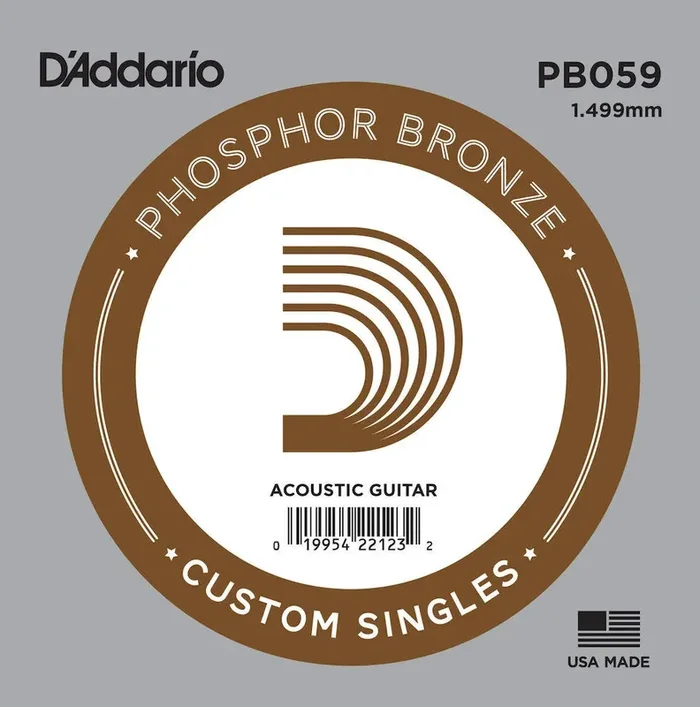 D‘Addario PB059 Phosphor Bronze Wound Acoustic Guitar Single String, .059