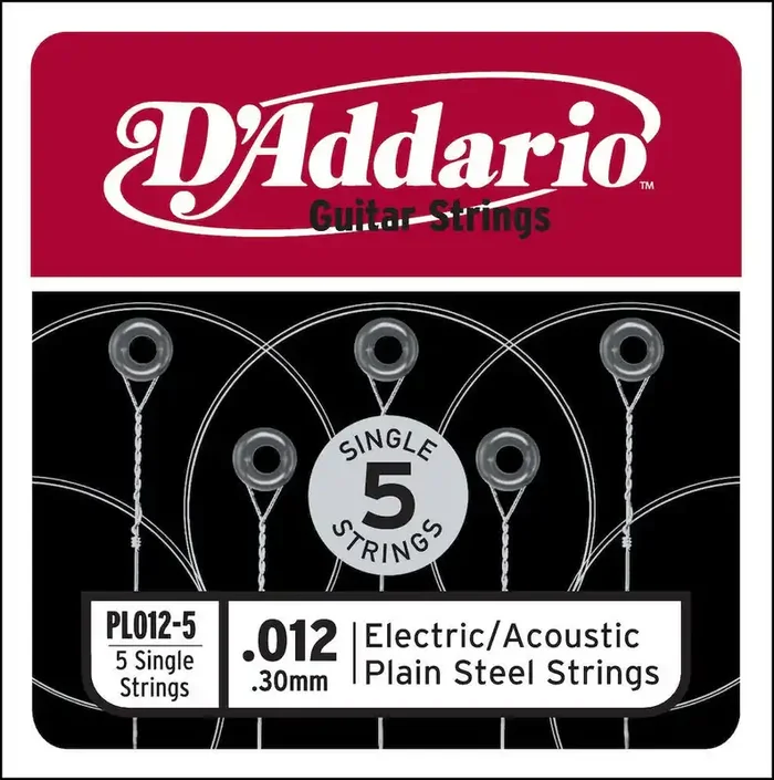 D‘Addario PL012-5 Plain Steel Guitar Single String, .012 5-pack
