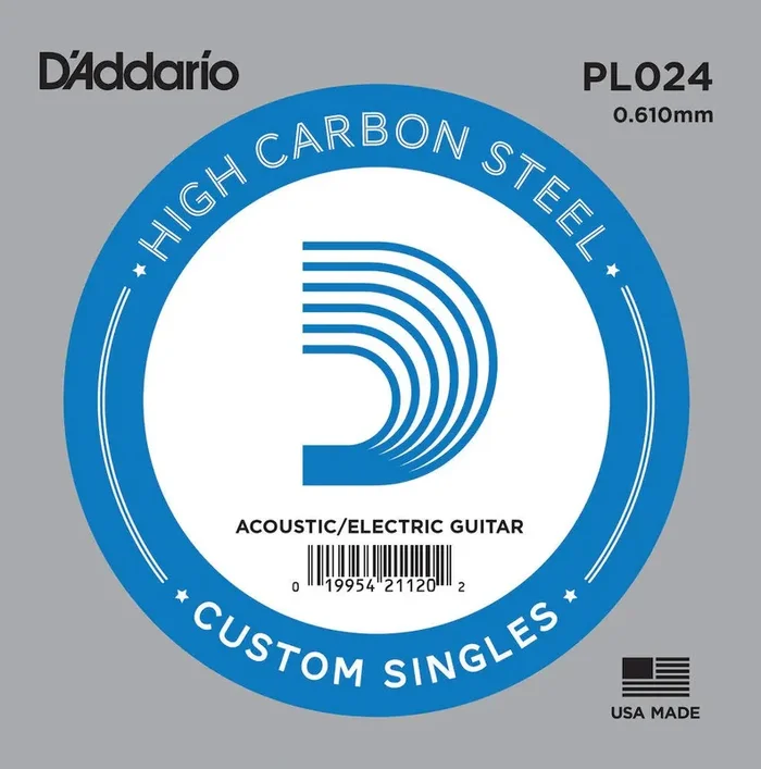 D‘Addario PL024 Plain Steel Guitar Single String, .024