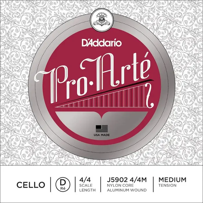 D‘Addario Pro-Arte Cello Single D String, 4/4 Scale, Medium Tension