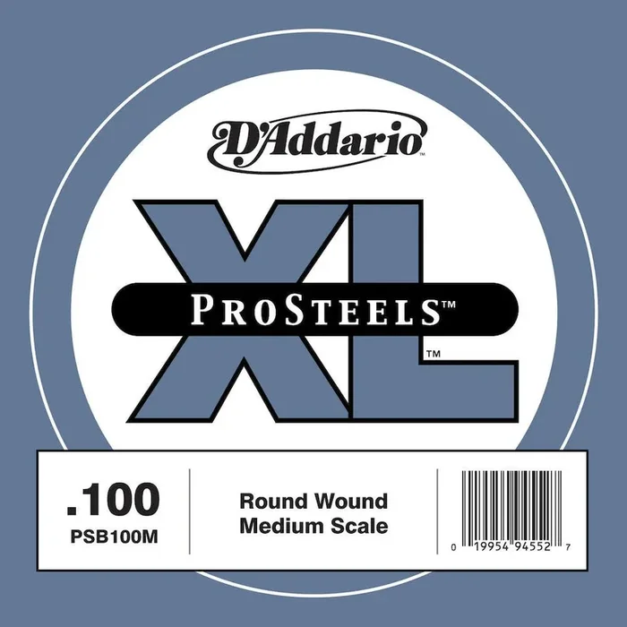 D‘Addario PSB100M ProSteels Bass Guitar Single String, Medium Scale, .100