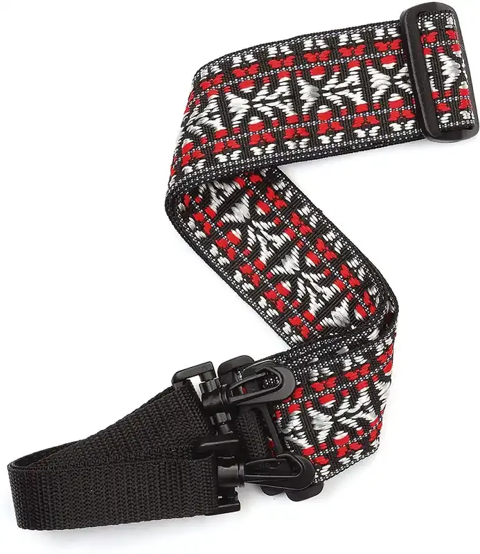 D‘Addario Woven Banjo Strap, Hootenanny, Red and Silver