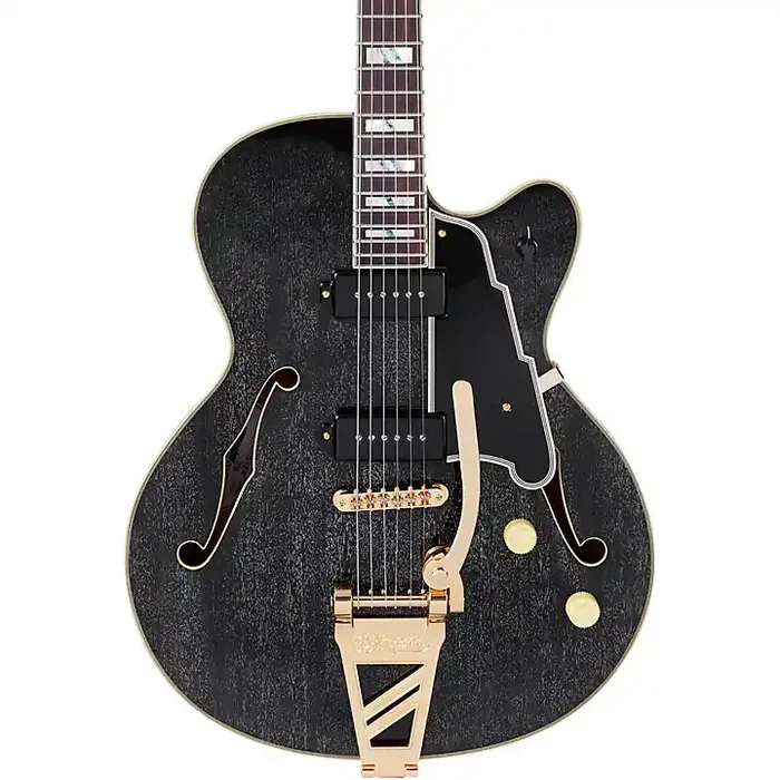 D‘Angelico Excel Series 59 Hollowbody Electric Guitar with USA Seymour Duncan P-90‘s and Shield Tremolo Black Dog Guitar Center