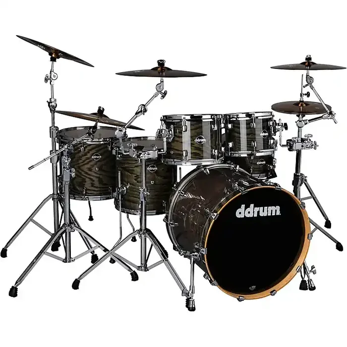 ddrum Dominion Birch 6-Piece Shell Pack With Ash Veneer Trans Black Guitar Center