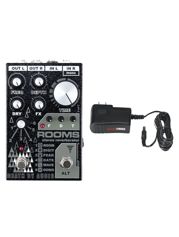Death By Audio Rooms Stereo Reverberator + Gator 9V Power Supply Pack