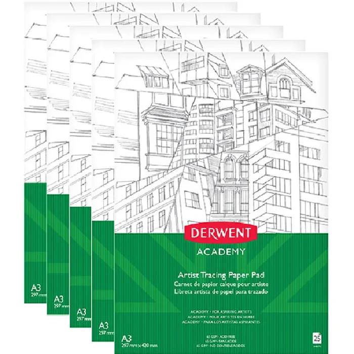 Derwent Pack 5 25 Sheets Academy Tracing Paper Portrait Artists (A3)