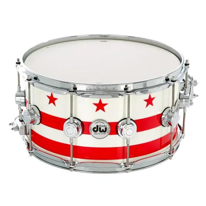 Drum Workshop 14″ x 7″ Collector‘s Series Pure Maple Snare Drum – D.C. Flag Lacquer With Chrome Hardware