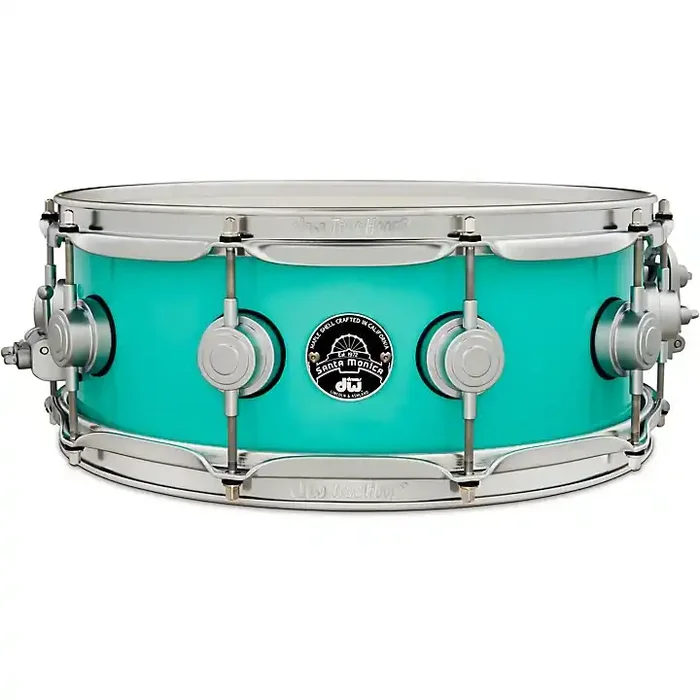 DW Collector‘s Series Santa Monica Snare Drum With Satin Chrome Hardware 14 x 5 in. Sea Foam Green Guitar Center