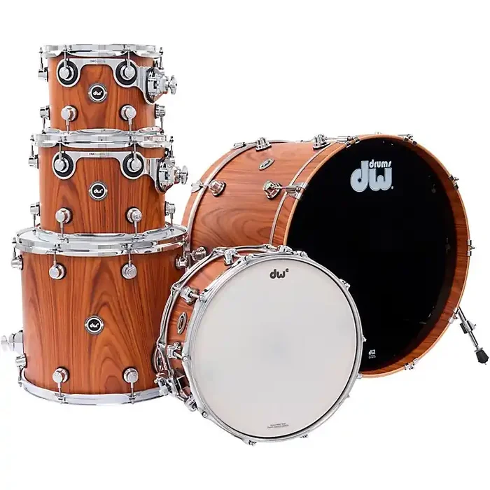 DW DWe Wireless Acoustic-Electronic Convertible 5-Piece Shell Pack With 22″ Bass Drum Limited Edition Santos Rosewood Hard Satin Exotic Guitar Center