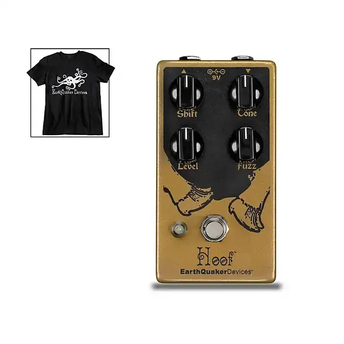 EarthQuaker Devices Hoof V2 Fuzz Effects Pedal and Octoskull T-Shirt Large Black Guitar Center