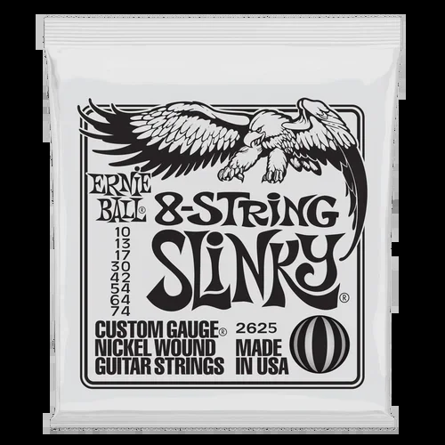 Ernie Ball Slinky 8-String Nickel Wound Electric Guitar Strings – 10-74 Gauge